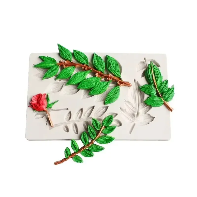 DIY Kitchen Baking Cake Decoration Tool Handmade Soap Mold 3D Long Leaves Shape Silicone Mold Fondant Chocolate Biscuits