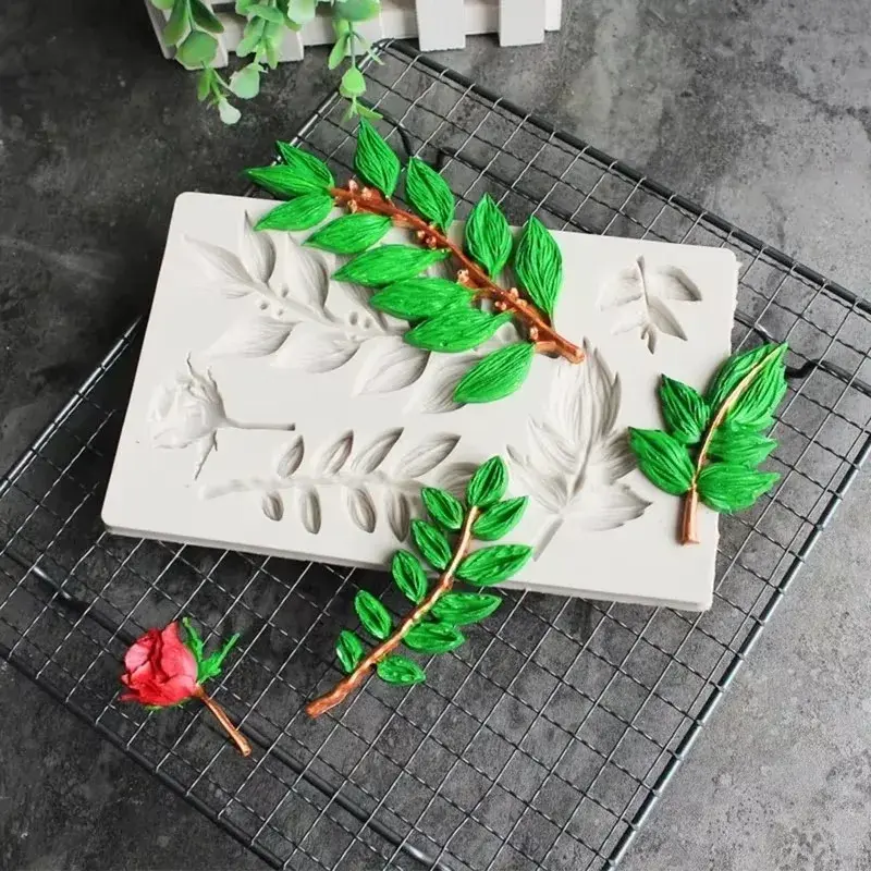 DIY Kitchen Baking Cake Decoration Tool Handmade Soap Mold 3D Long Leaves Shape Silicone Mold Fondant Chocolate Biscuits