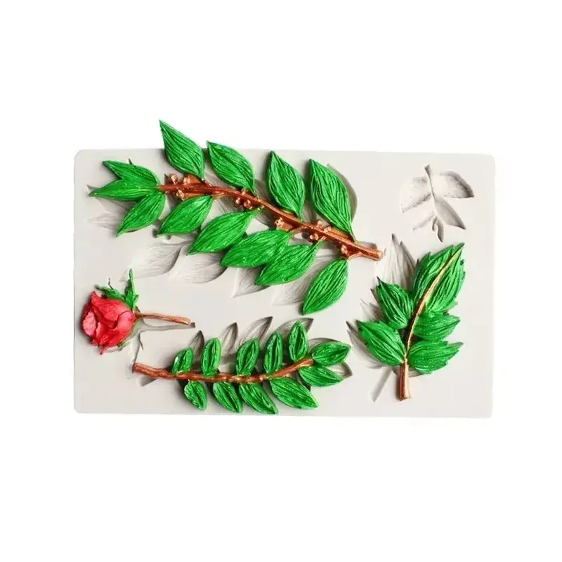 DIY Kitchen Baking Cake Decoration Tool Handmade Soap Mold 3D Long Leaves Shape Silicone Mold Fondant Chocolate Biscuits