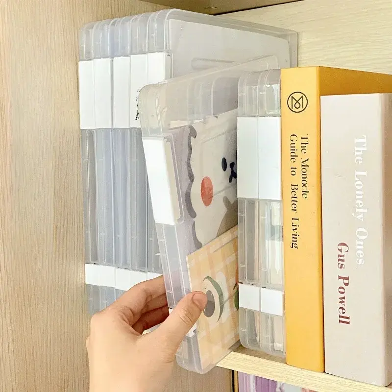1pc A4 File Storage Box Transparent File Contract Classification Bills Sorting Office Document Case Organizer Supplies
