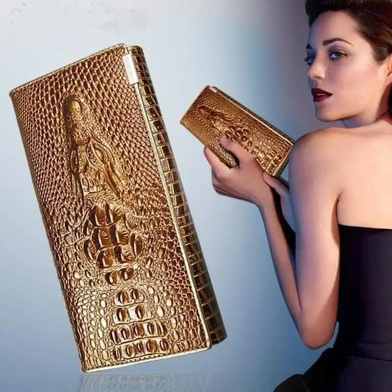 Leather Wallet Bag Large Capacity Clutch Crocodile Pattern Wallet Ladies Wallet Long Zipper Pattern
