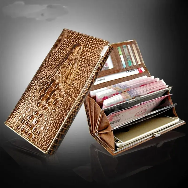 Leather Wallet Bag Large Capacity Clutch Crocodile Pattern Wallet Ladies Wallet Long Zipper Pattern