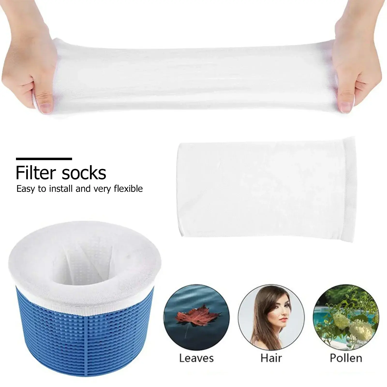 5/10/20pcs Pool Skimmer Filter Socks Filter Mesh Bag Nylon Mesh Household Filter Basket Skimmer Pool Accessories
