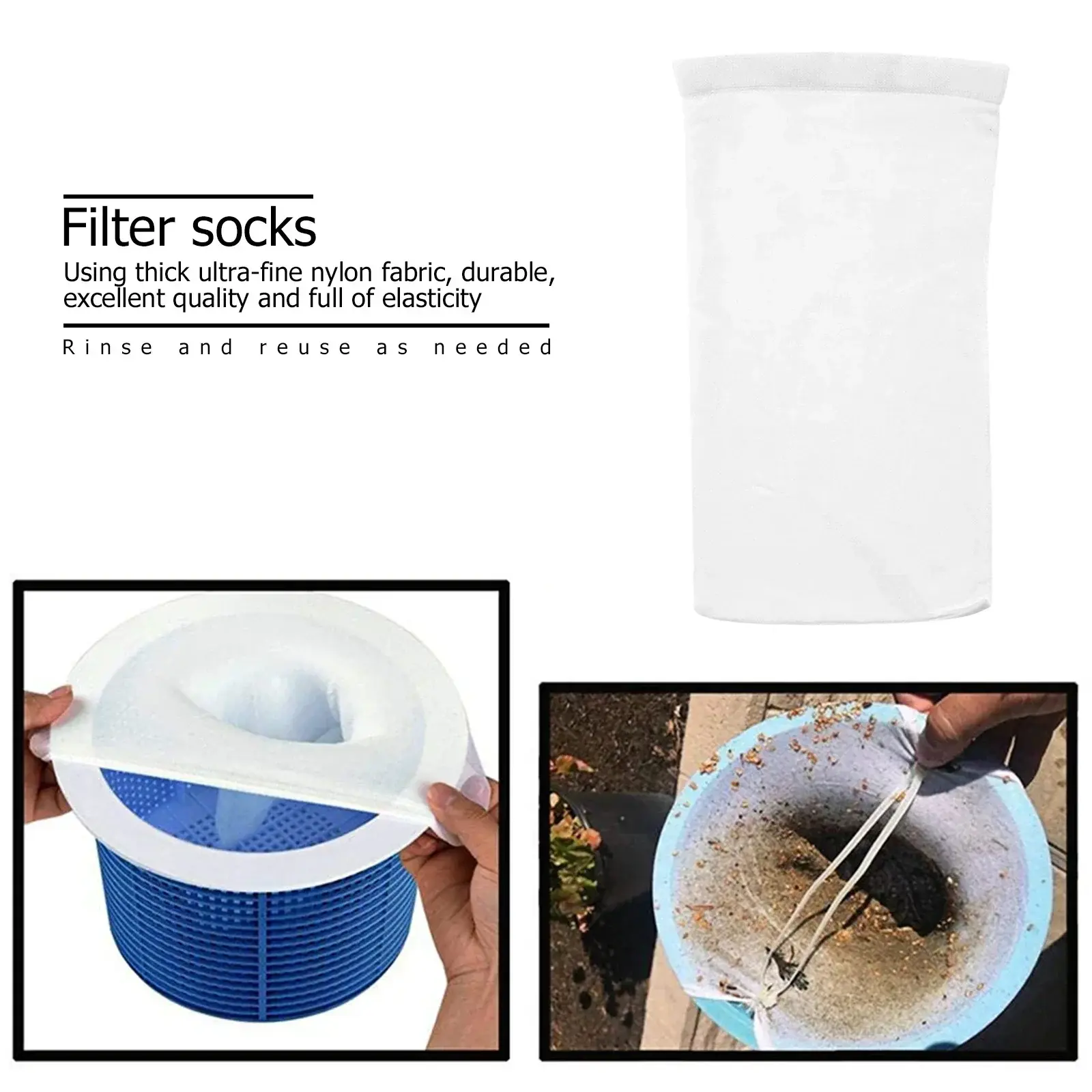 5/10/20pcs Pool Skimmer Filter Socks Filter Mesh Bag Nylon Mesh Household Filter Basket Skimmer Pool Accessories