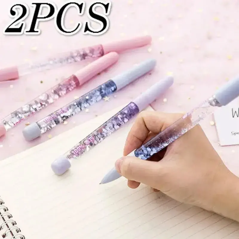 2Pcs Cute 0.5mm Ballpoint Pen luxury Drift Sand Glitter Crystal MultiColor Creative Ball Kids Gift School Office Supplies