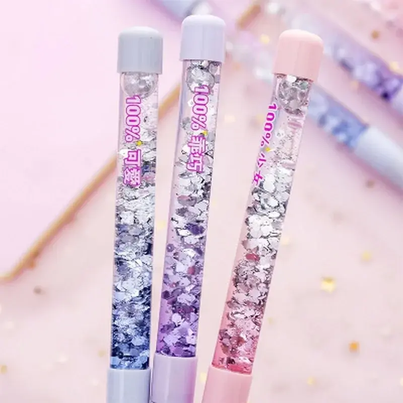 2Pcs Cute 0.5mm Ballpoint Pen luxury Drift Sand Glitter Crystal MultiColor Creative Ball Kids Gift School Office Supplies