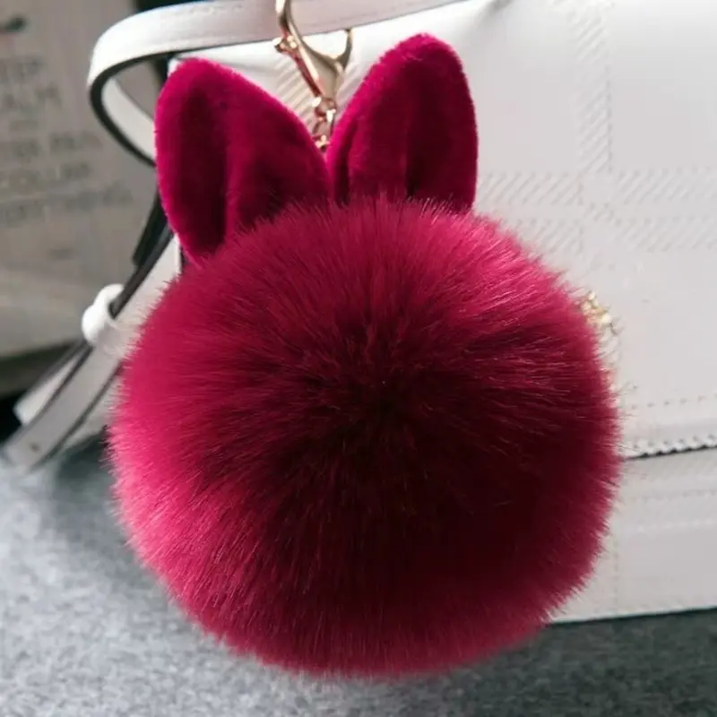 Rabbit Chain Fur Woman Bag Charms Keyring Car Pendant Holder Jewelry New Fluffy Bunny Toys Ear Keychain