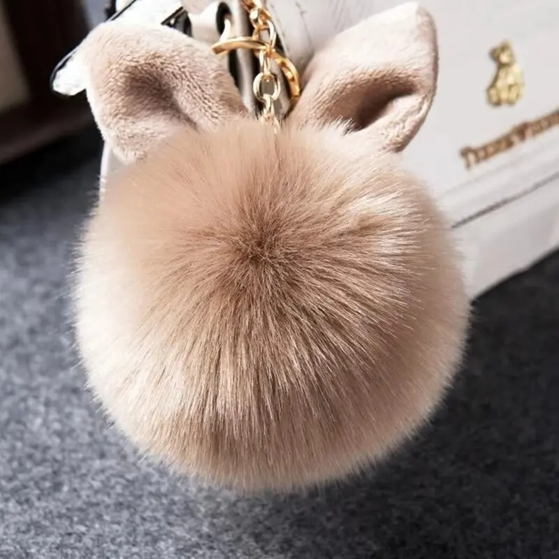 Rabbit Chain Fur Woman Bag Charms Keyring Car Pendant Holder Jewelry New Fluffy Bunny Toys Ear Keychain