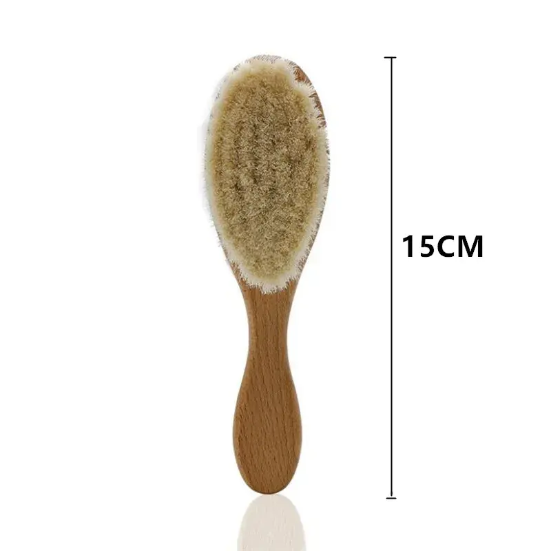 Baby Care Pure Natural Wool Baby Wooden Brush Comb Brush Baby Hairbrush Newborn Hair Brush Infant Comb Head Massager Hair Tools