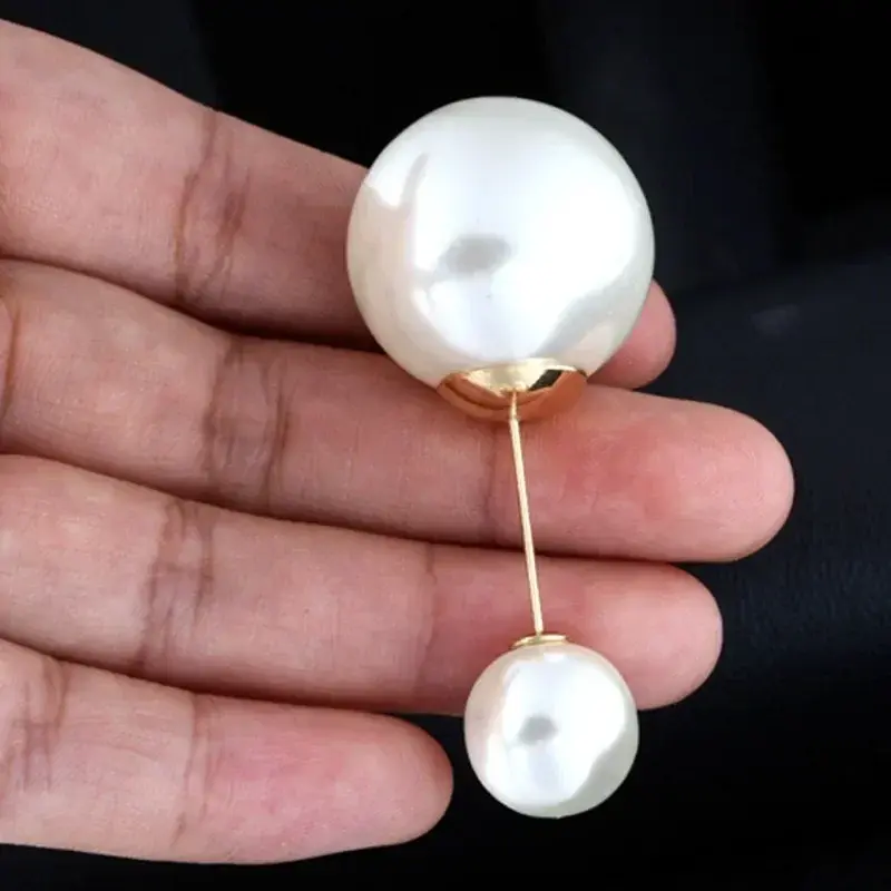 New Large Double Headed Pearl Insert Pin Collar Brooch One Line Breast Pin Cardigan Scarf Shawl Neck Brooch Fashion Jewelry