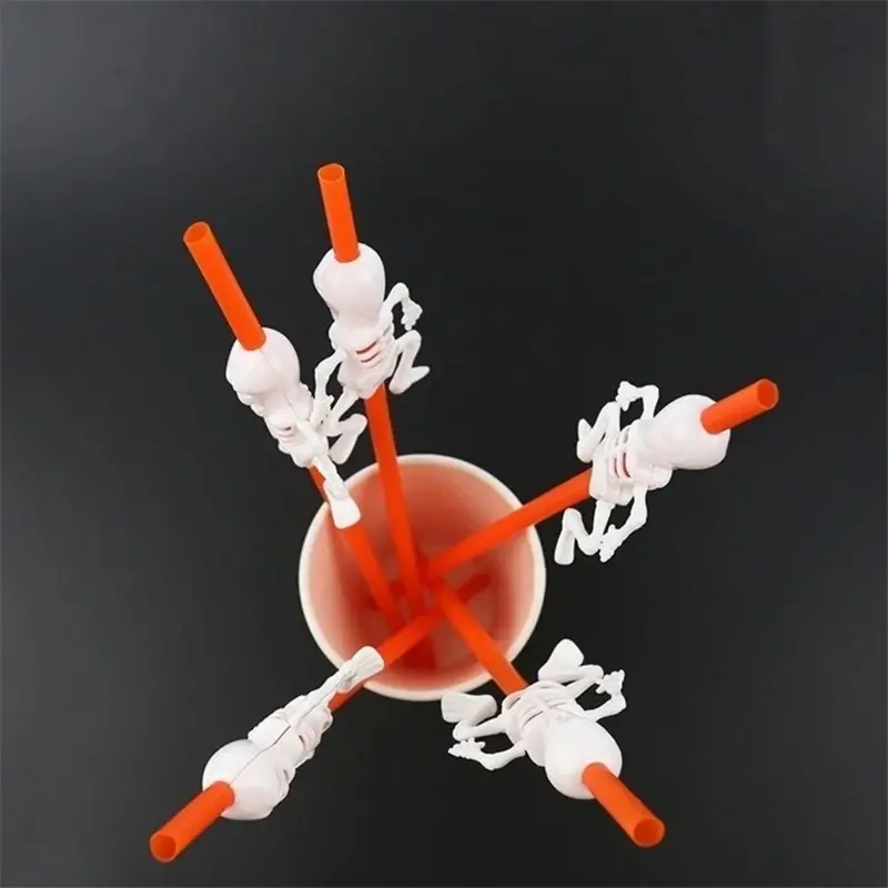 5pcs Halloween Festival Bar Party Decorations Home Party Halloween Decorations Halloween Cartoon Skull/Pumpkin Straws