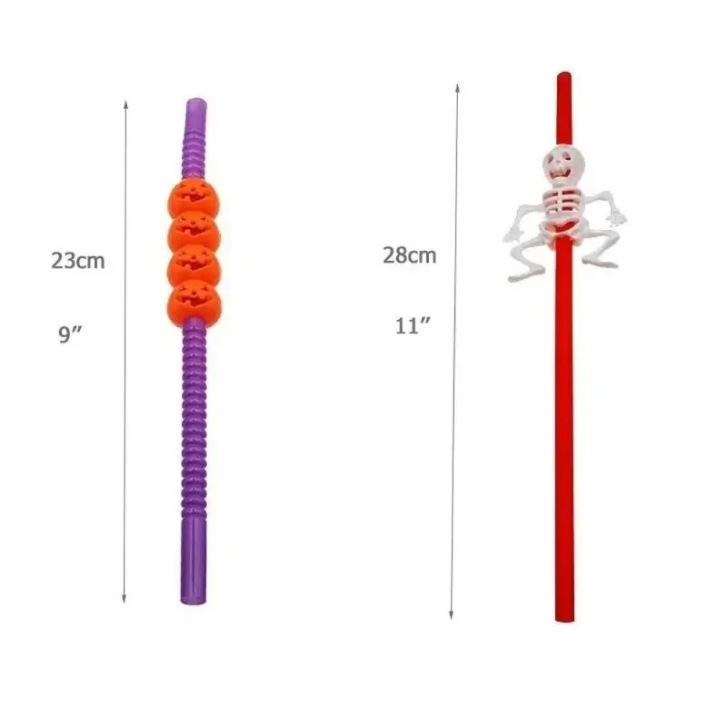 5pcs Halloween Festival Bar Party Decorations Home Party Halloween Decorations Halloween Cartoon Skull/Pumpkin Straws