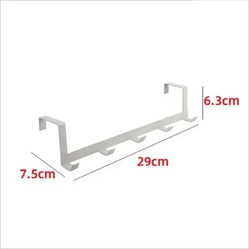 Large Load-bearing Hat Sundries Storage Rack Hook Behind The Door Punch-free Five-row Wrought Iron Clothes Bag Hook