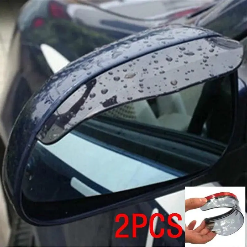 2pcs/Set Universal Flexible PVC Rearview Mirror Rain Shade Car Back Mirror Eyebrow Rain Cover Car Acc Rainproof Blades Tools