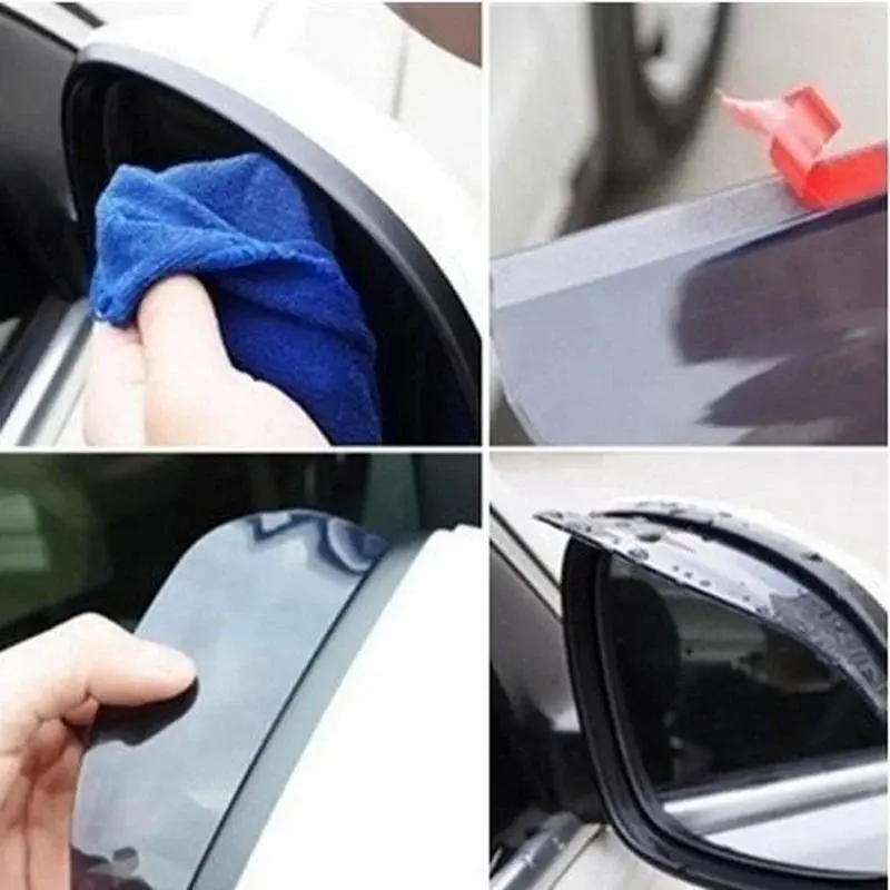2pcs/Set Universal Flexible PVC Rearview Mirror Rain Shade Car Back Mirror Eyebrow Rain Cover Car Acc Rainproof Blades Tools