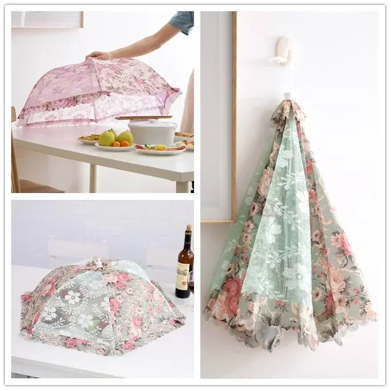 Kitchen Gadgets Cooking Tools Portable Umbrella Food Cover Anti-Mosquito Meal Cover Lace Dining Table Home Food Cover