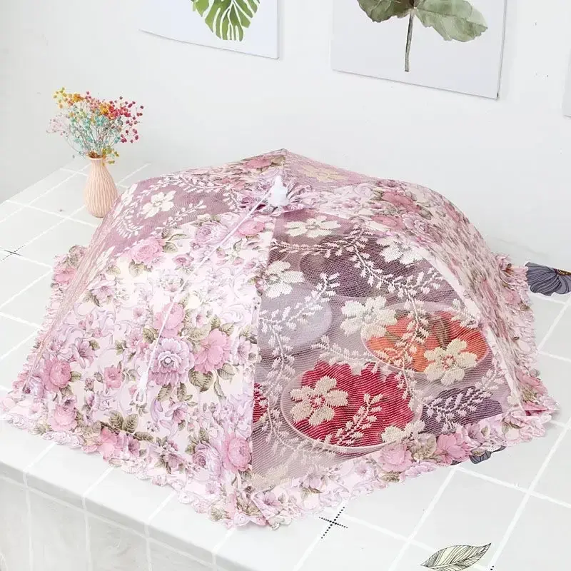 Kitchen Gadgets Cooking Tools Portable Umbrella Food Cover Anti-Mosquito Meal Cover Lace Dining Table Home Food Cover