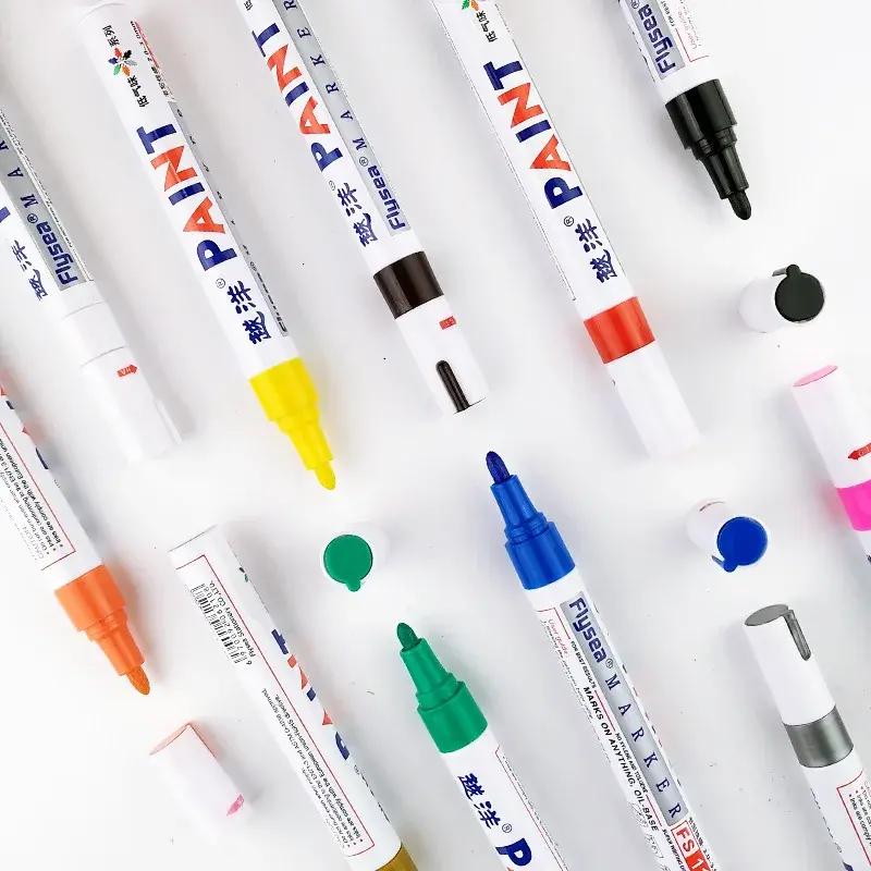 12 Colors White Waterproof Rubber Permanent Paint Marker Pens for Drawing Car Tire Tread Eco-Friendly Tire Painting Highlighter