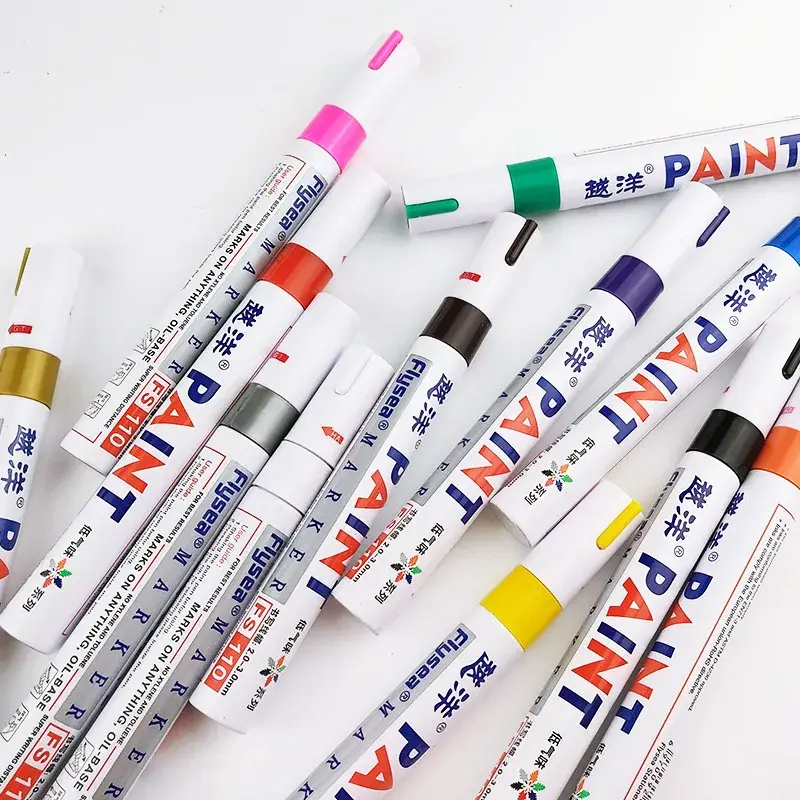 12 Colors White Waterproof Rubber Permanent Paint Marker Pens for Drawing Car Tire Tread Eco-Friendly Tire Painting Highlighter
