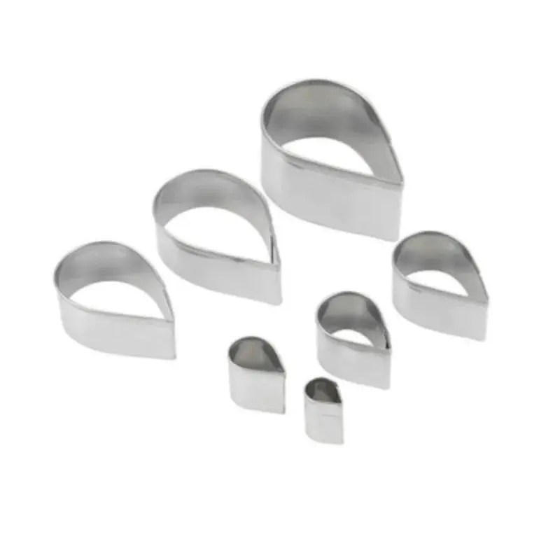 7Pc/Set Waterdrop Shaped Stainless Steel Rose Petal Biscuit Knife Mold Home Pastry Molds Sugar Processing Baking Cake Decor Tool