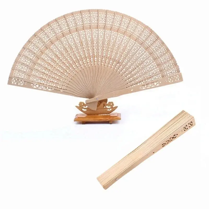 Chinese Sandalwood Folding Hollow Wooden Handheld Fan Paper Fan Handheld Fan Chinese Style Decorative Fan