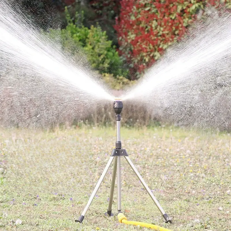 360-Degree Garden Automatic Rotating Sprinkler Sprinkler Head On Tripod Stainless Steel Outside Lawn Garden Sprinkler Tools