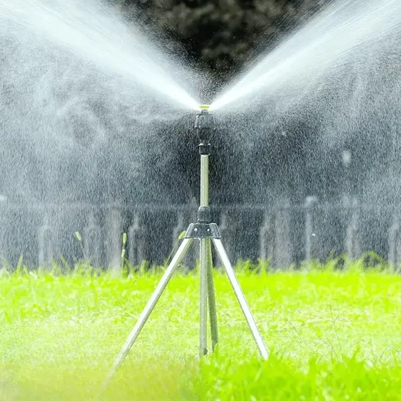 360-Degree Garden Automatic Rotating Sprinkler Sprinkler Head On Tripod Stainless Steel Outside Lawn Garden Sprinkler Tools