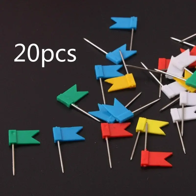 20pcs/set Flag Thumbtack Nail Pushpin Cork Board Map Drawing Tacks for Home Office School Stationery Supplies