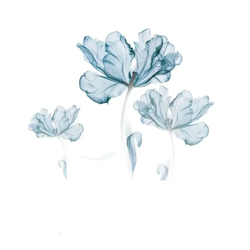 New Creative Nordic Blue Flower Wall Stickers Beautiful 3D Wall Art Decals Home Living Room Sofa Warm Background Decoration