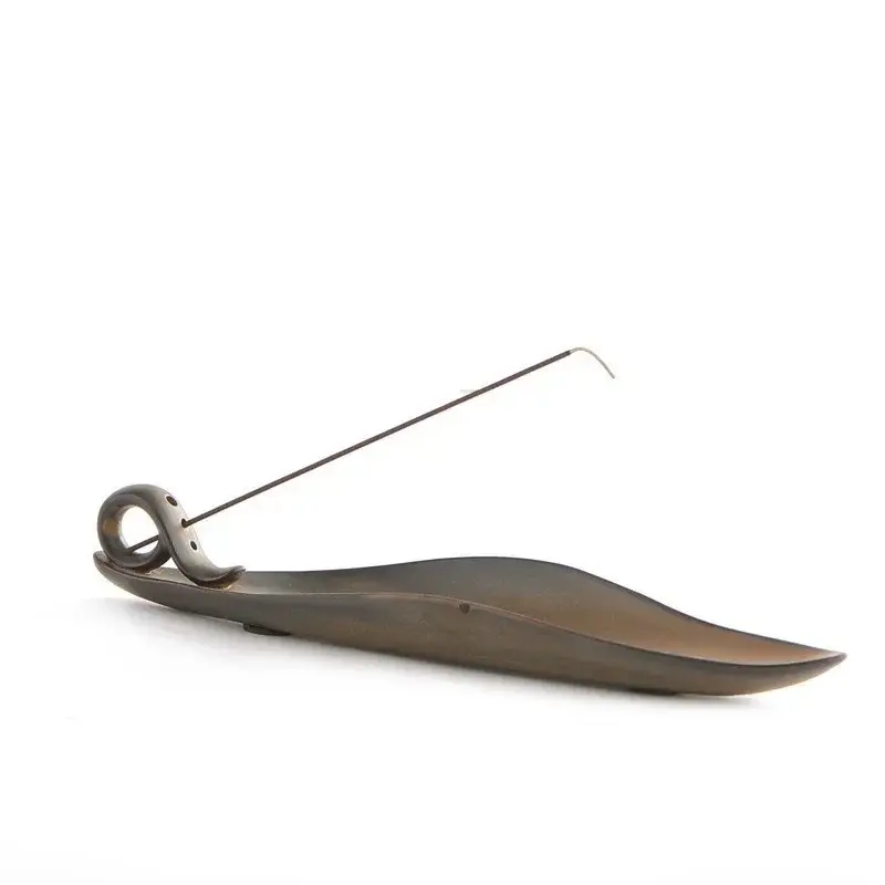 Incense Holder Retro Incense Burner Buddhist Temple Supplies Chinese Style One Leaf Boat Shaped Incense Burner