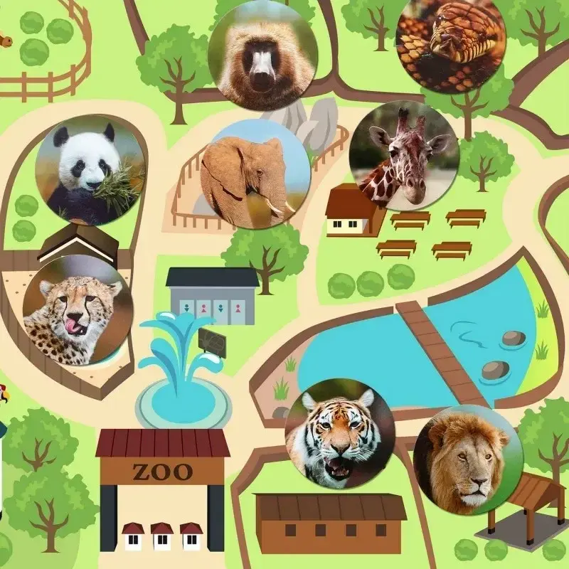 500 Sheets/Roll Zoo Animal Cartoon Stickers Childrens Classic Toys School Teacher Reward Stickers Pattern Lion Stickers