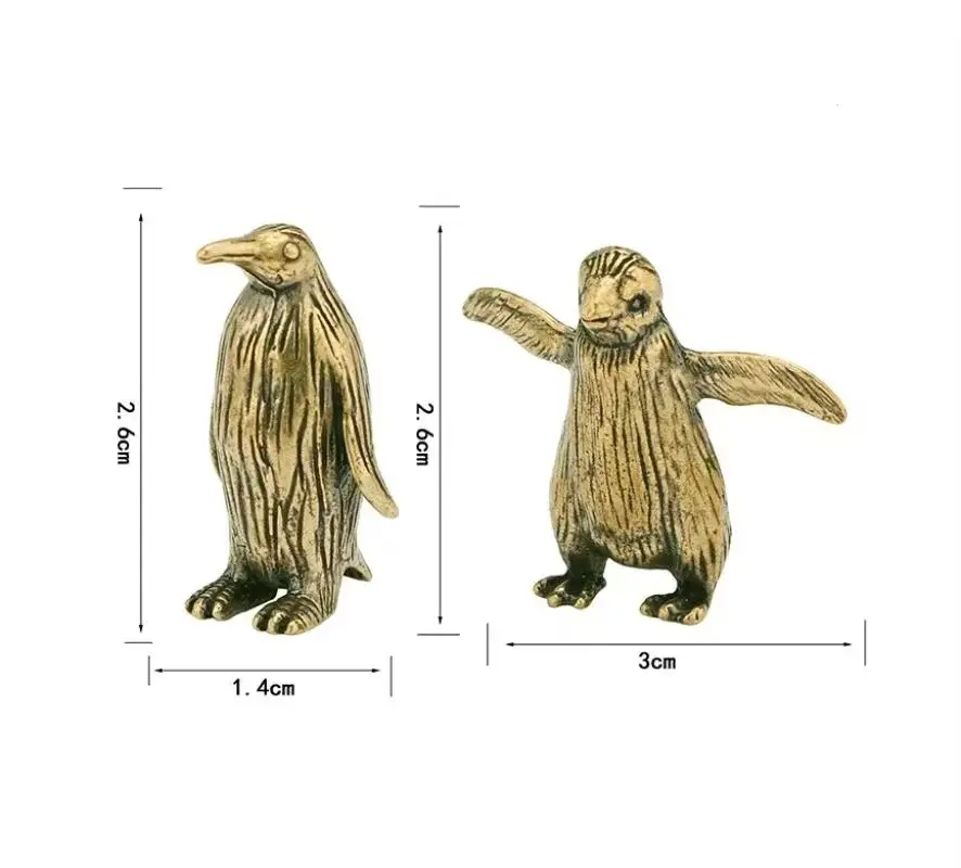 Pure Copper Antarctic Penguin Figurine Miniature Figurine Desk Ornament Tea Pet Paperweight Vintage Decorative Crafts