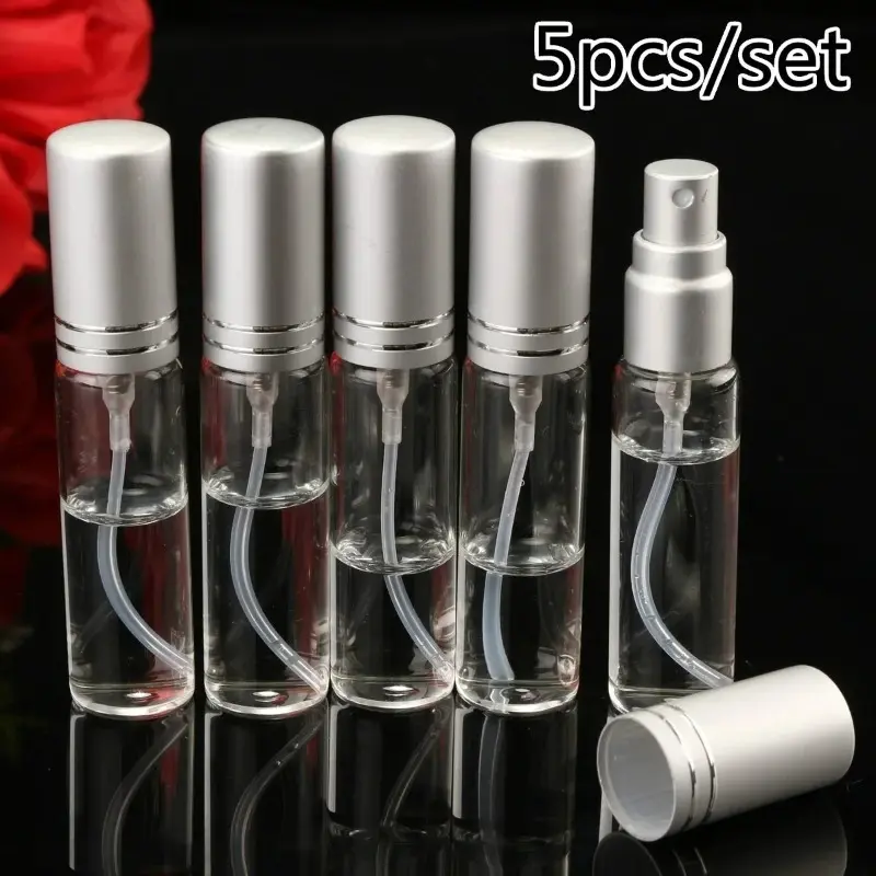5 Pack 10ML Clear Spray Bottle Small Empty Glass Atomizer Perfume Bottle Mini Liquid Toner Oil Cosmetic Container