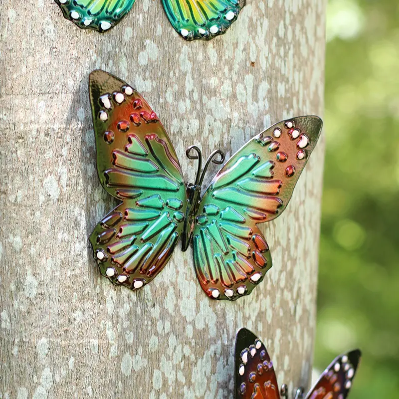 3D Metal Butterfly Decor For Outdoor Garden Decoration Animal Miniatures Statues Artwork Inspirational Sculpture Wall Decor