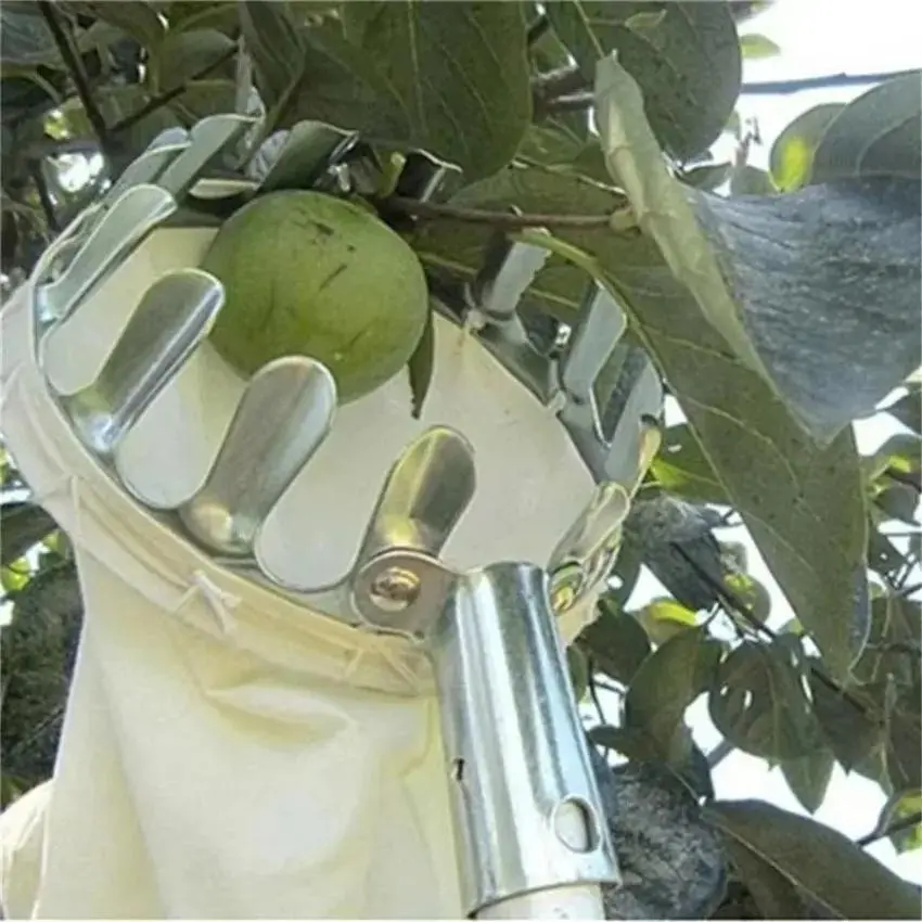 1 Pcs High Altitude Fruit Picking Stainless Steel Telescopic RodFruit Catcher Collection Pouch Farm Picker Fruit Supplies Tools