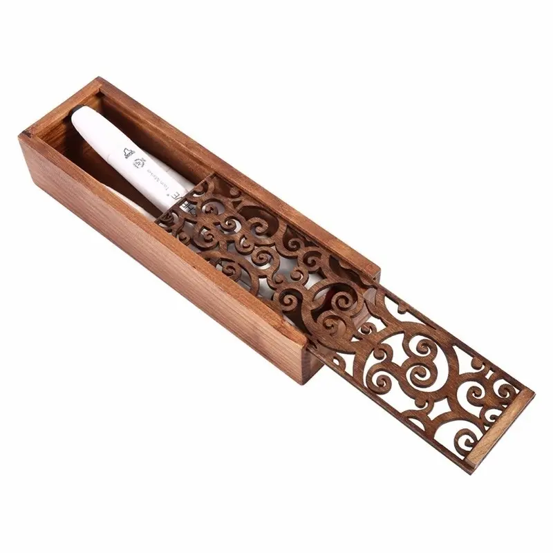 Portable Retro Box Hollow Wood Pencil Case Storage Box Students Cute Wooden Pencil Box Multi Stationery Desk Storage Accessory