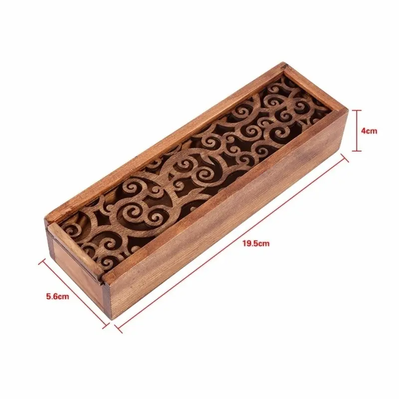 Portable Retro Box Hollow Wood Pencil Case Storage Box Students Cute Wooden Pencil Box Multi Stationery Desk Storage Accessory