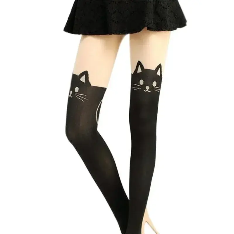Lovely Long Socks Cartoon Animal Cat Pattern Thigh Stockings Over Knee High Socks Cat Print Women Stockings Fashion Accessories