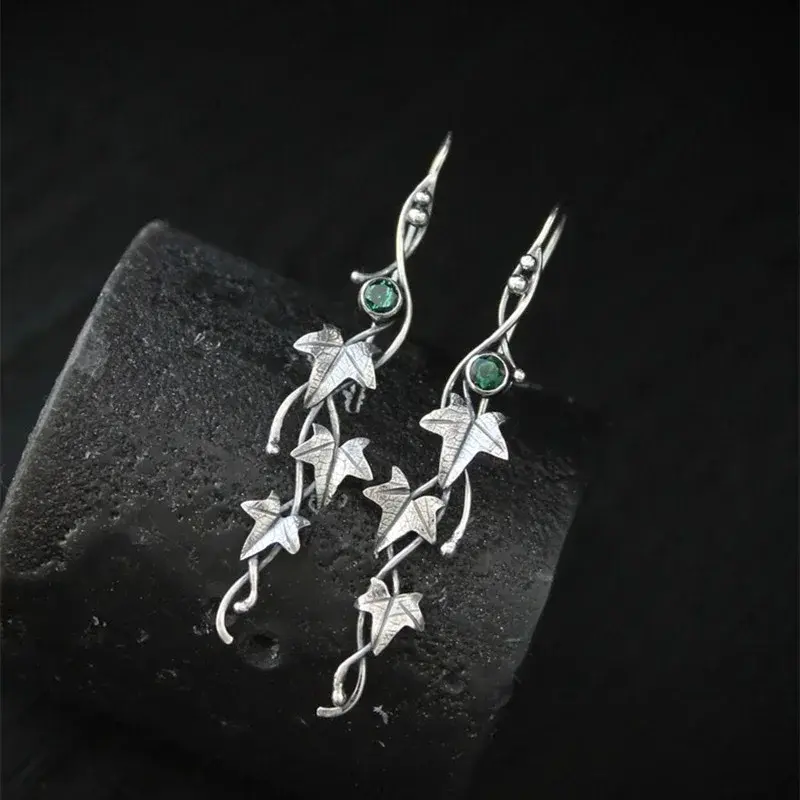 Creative Design New Vintage Women's Silver Earrings Plant Leaves Irregular Design Korean Fashion Accessories For Women Gifts