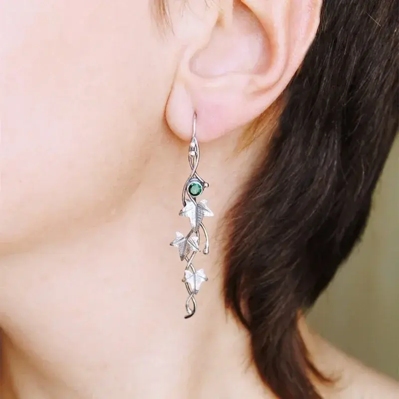Creative Design New Vintage Women's Silver Earrings Plant Leaves Irregular Design Korean Fashion Accessories For Women Gifts