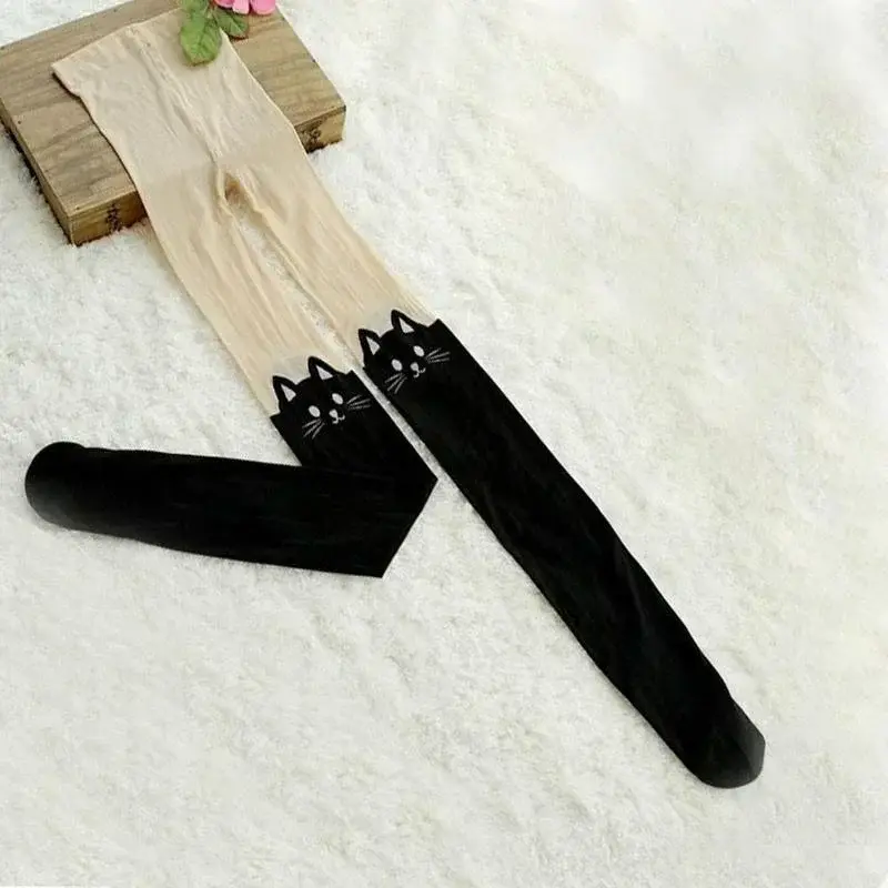 Lovely Long Socks Cartoon Animal Cat Pattern Thigh Stockings Over Knee High Socks Cat Print Women Stockings Fashion Accessories
