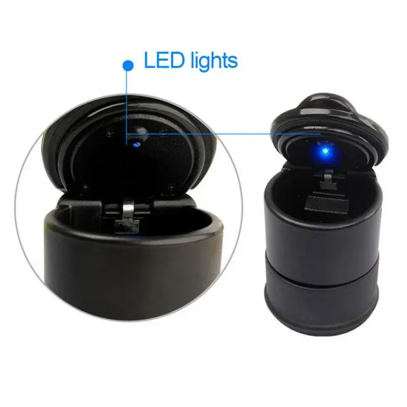1pcs Car Ashtray With LED Light Cigarette Cigar Ash Tray Container Smoke Ash Cylinder Smoke Cup Holder Decor Auto Accessories
