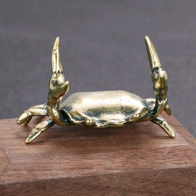 Pure Copper Crab Statue Ornaments Copper Handmade Antique Animal Miniature Statue Desk Ornaments Home Decoration