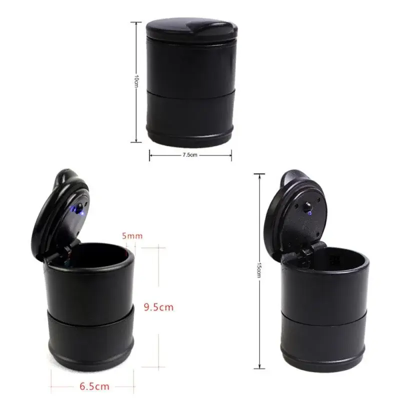 1pcs Car Ashtray With LED Light Cigarette Cigar Ash Tray Container Smoke Ash Cylinder Smoke Cup Holder Decor Auto Accessories