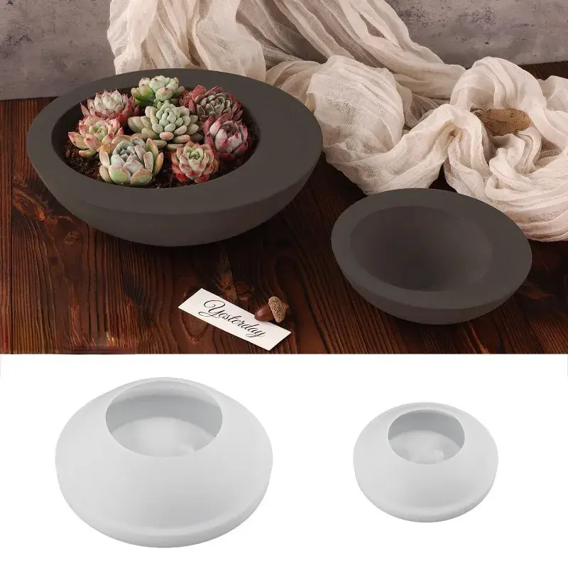 DIY Concrete Cement Planter Mould Round Flower Pot Silicone Candle Mold Succulent Flowerpot Eggshell Candle Cup Storage Jar