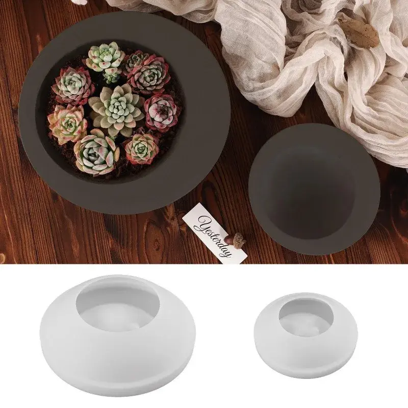 DIY Concrete Cement Planter Mould Round Flower Pot Silicone Candle Mold Succulent Flowerpot Eggshell Candle Cup Storage Jar