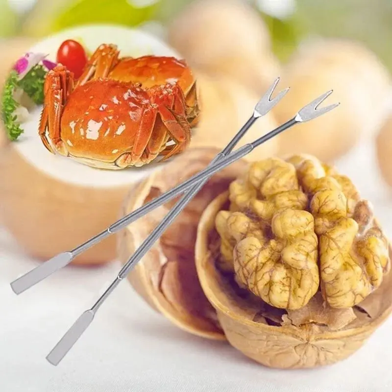 Portable Stainless Steel Food Forks Suitable Seafood Crab Lobster Fork High Quality Nutcracker Needle Household Kitchen Supplies
