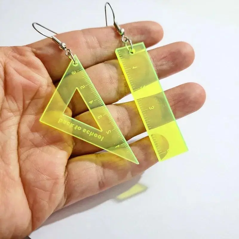 New Women Fashion Ruler Acrylic Earrings Creative Triangle Drop Dangle Funny Jewelry For Women Gift Accessories For Girls