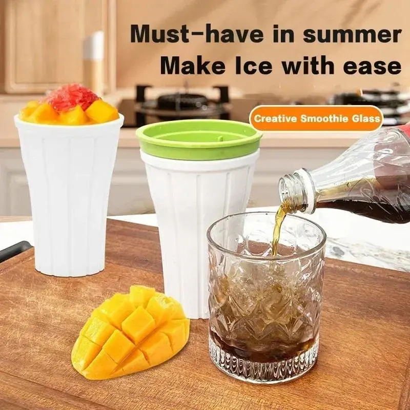 TPE Smoothie Cup Pinch Cup Homemade Crushed Ice Slush Squeeze Cups Diy Cold Beverage Household Kitchen Quick-Frozen Shakes Cup