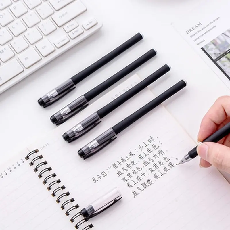 New 5pcs 0.5mm Gel Pen Set Black Matte Writing Supplies Water Pens Student Exam Office Accessories Stationary Back To School